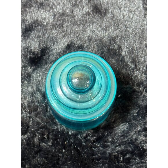 Vintage Blue Ribbed Honey Comb Glass Storage Jar With Lid - Picture 3 of 7